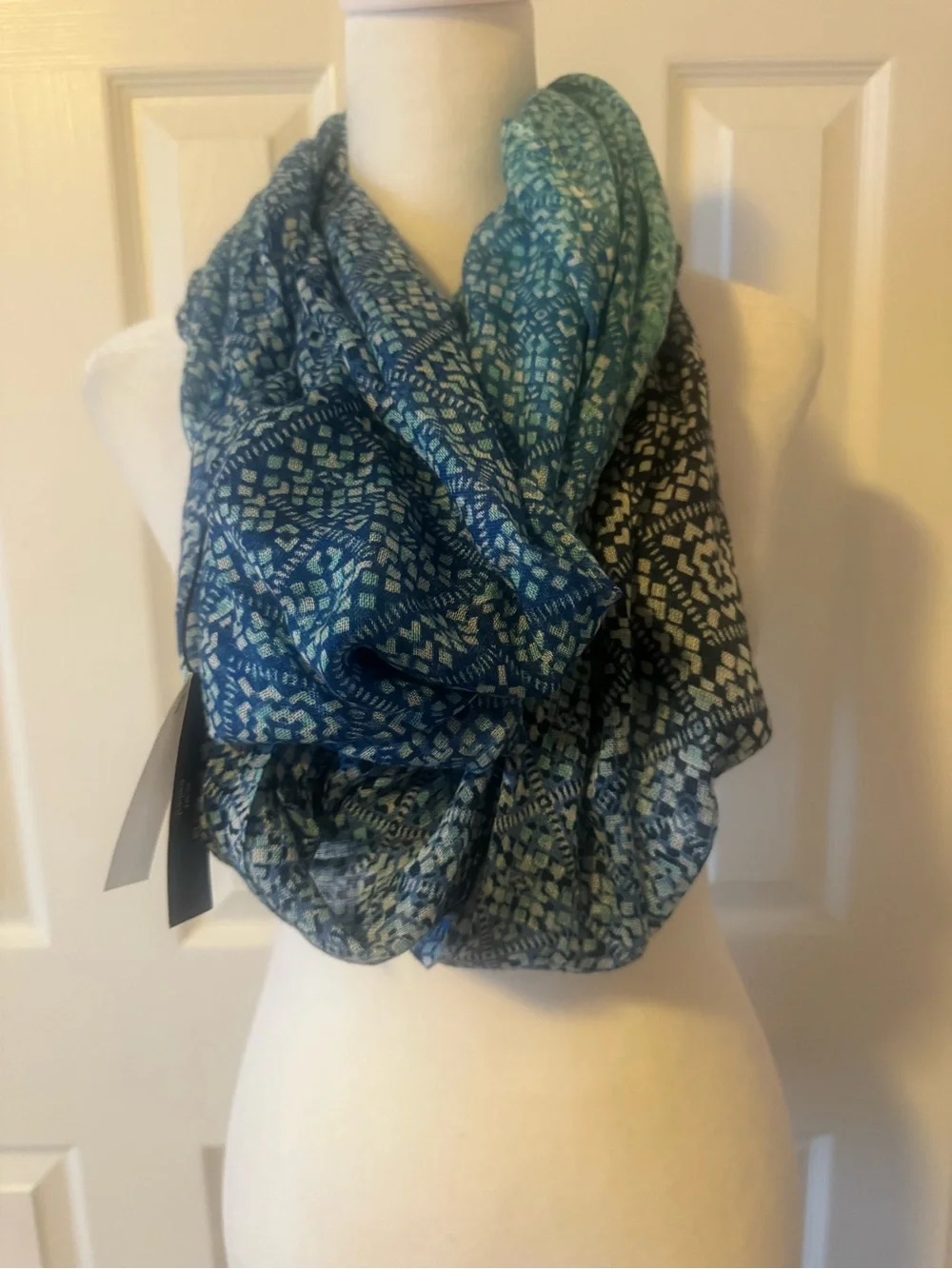 Pier 1 Imports Blue Geometric Infinity Scarf Lightweight Circle Loop Scarf